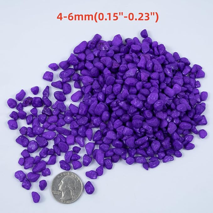 Colored Aquarium Gravel, Colorful Pea Gravel,Garden Rocks,Decorative Stones Rocks for Fish Tank,Aquarium,Fairy Garden Decor,Planters,Vase Fillers,Landscaping,1 Pound (Purple, 4-6mm)