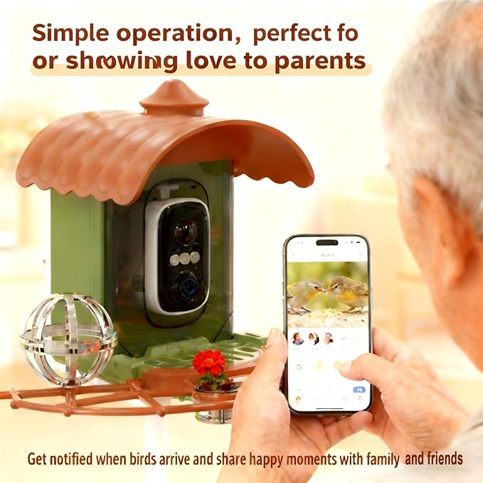 Bird Feeder with Camera, Smart Bird Feeder Camera with AI Identify BirdSpecies, Solar Powered, Instant Alerts, 2K HD Video, Various DIY Addons, 2.4G WiFi, Gift for Mom Dad Birdlover (Green)