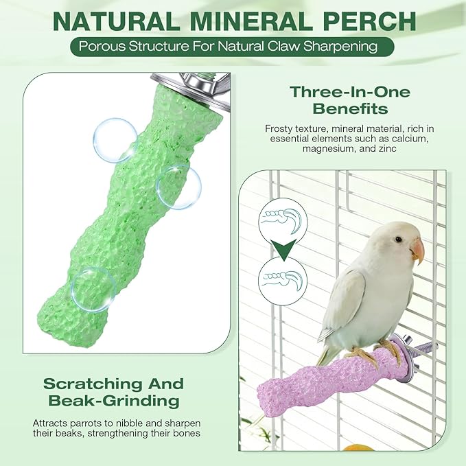 Bird Beak Grinding Stone,4PCS Anti-Slip Bird Beak Trimmer Bird Perches for Cage,Parrot Perch Nail & Beak Grinder,Parakeet Beak Grinding Stone for Budgies,Parakeets, Cockatiels,Conures (Large (Wavy))
