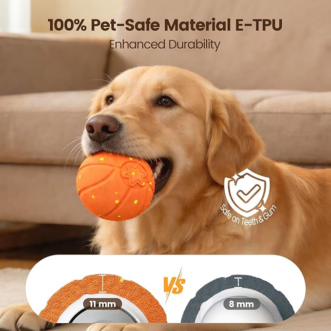Invengo Interactive Dog Ball, Automatic Rolling Dog Toys with 3 Play Modes, E-TPU Material Dog Balls, IP65 Waterproof Interactive Dog Toys for Medium Dogs(Orange)