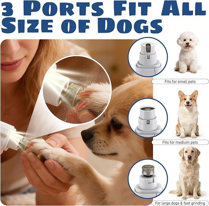 Dog Nail Clippers & Trimmer with Light, Cat Nail Clippers - 2-in-1 Electric Rechargeable Pet Nail Grinder with LED Light & Safety Guard, Cordless for Small Medium Dogs Cats
