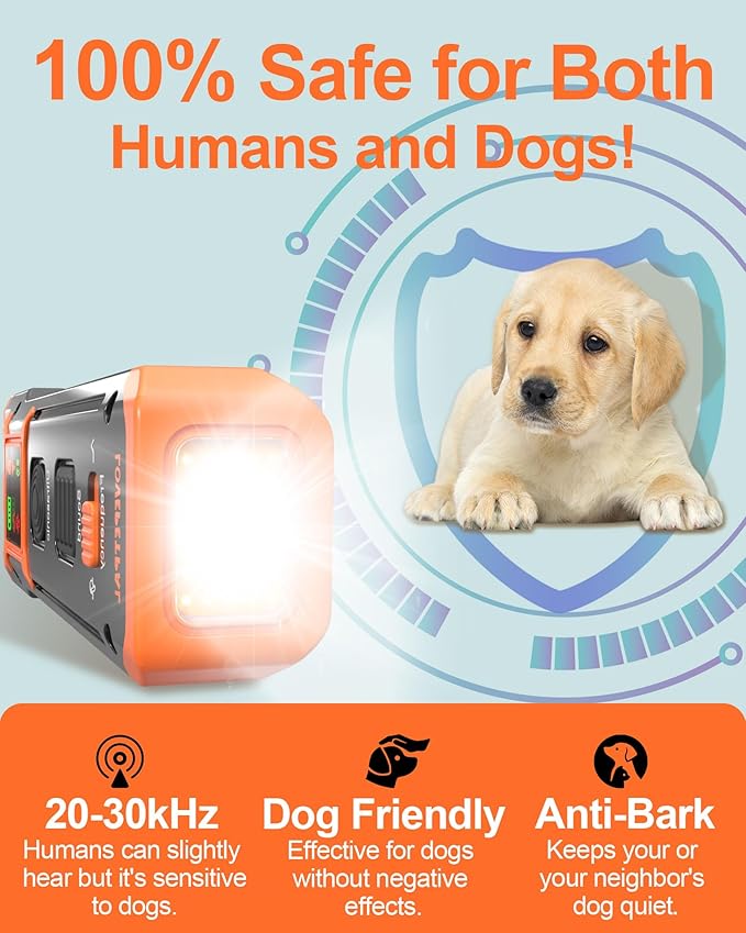 2025 Dog Training Bark Deterrent Device, Anti-Barking Device for Dogs, Stop Bad Behavior Without Yelling or Swatting, Ultrasonic Stopper Alternative to Shock Collar (Orange)