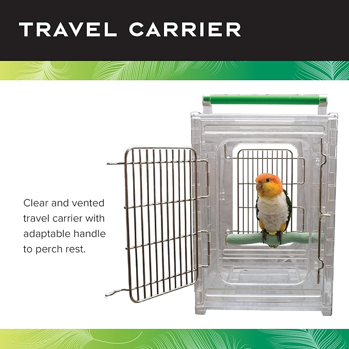 CaitecPerch & Go Polycarbonate Bird Carrier, Clear View Travel Cage