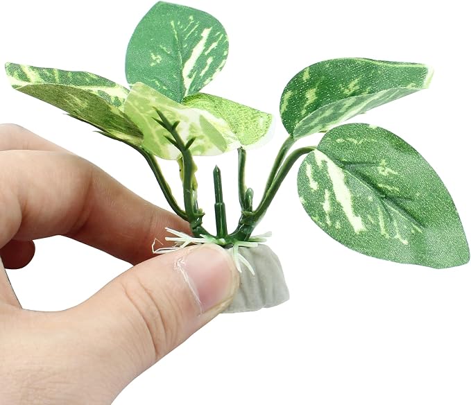 Soft Aquarium Plants Betta Fish Tank Decorations, Green, 2 Inch | Betta Leaf Pad, Silk Plastic Artificial Plants, 4Pcs Set, For Aquarium Reptile Tank Decor