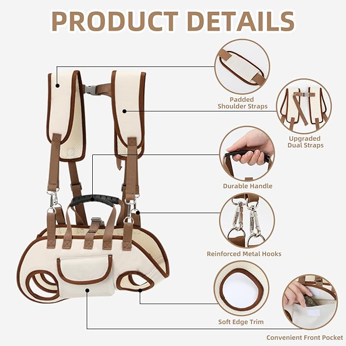 Dog Carrier Backpack for Small Pets, Breathable Detachable Travel Pet Bag with Adjustable Straps, Portable Hands-Free Dog Cat Carrier Backpack for Hiking, Walking & Camping (S)