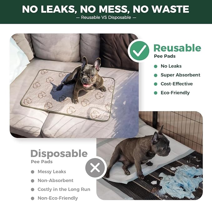 FXW Washable Pee Pads for Dogs, Puppy Pads with Super Absorbent, Specifically Designed for 42inch Cages, 27" x 41", 2 Packs