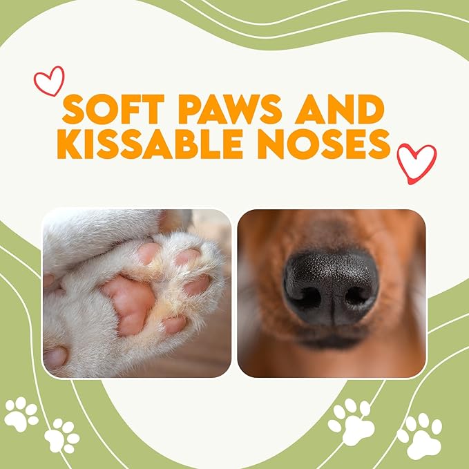 Paw & Nose Balm for Dogs & Cats - All-Natural Lick-Safe Pet Paw Balm for Cracked, Dry Foot & Noses - Soothing & Protective Salve - Horse Hoof Care 60g - 2.1 oz