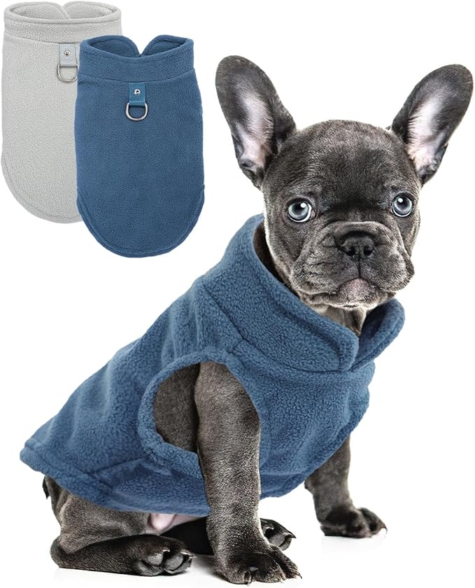 2 Pack Dog Sweater with Leash Ring Winter Warm Pet Sweater Thick Clothes Coat Fleece Dog Sweaters for Small Dogs Girl Boy for Chihuahua, French Bulldog, Dachshund,Large(12-18lbs)