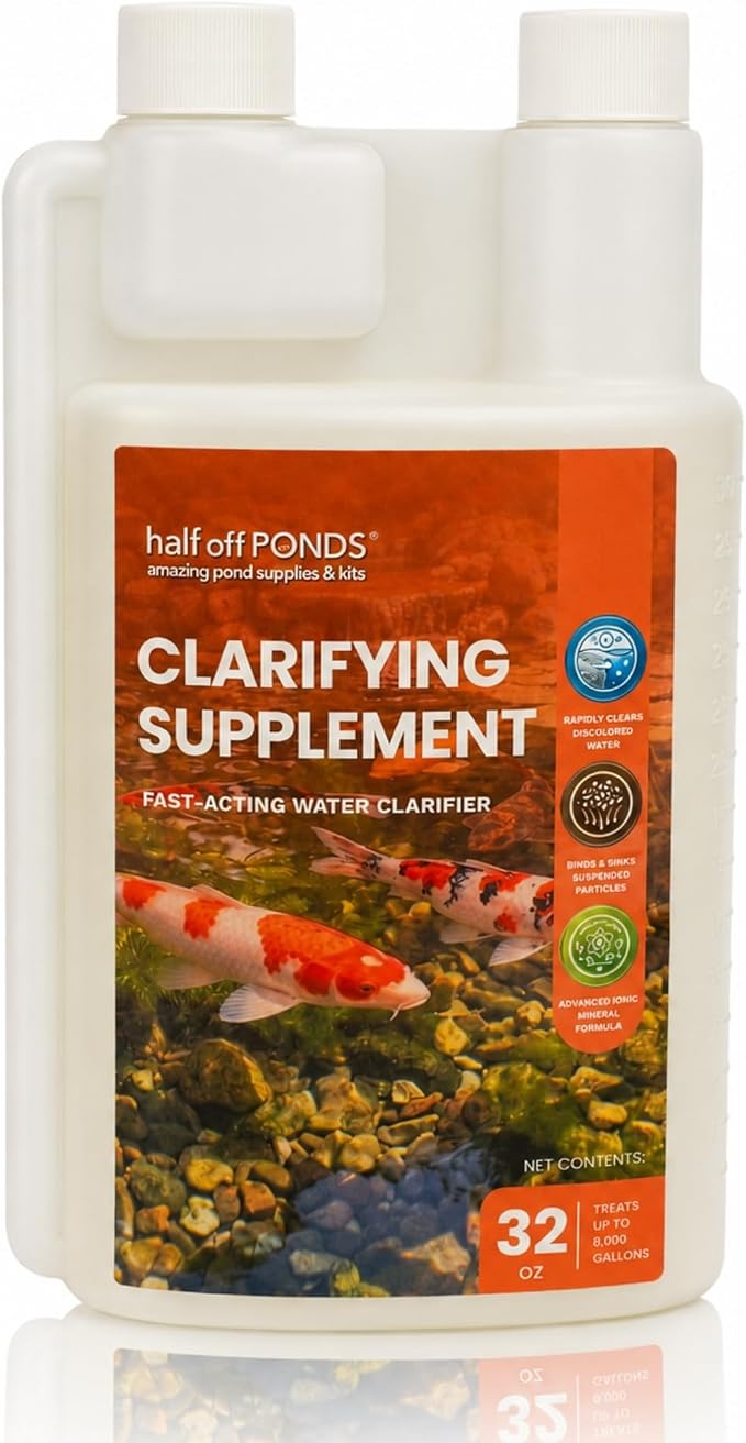 Pond Water Clarifier with Ionic Minerals for Green & Cloudy Water, 32 oz | Fast-acting formula, clears green and cloudy water, traps suspended particles, fish and plant safe, improves water clarity