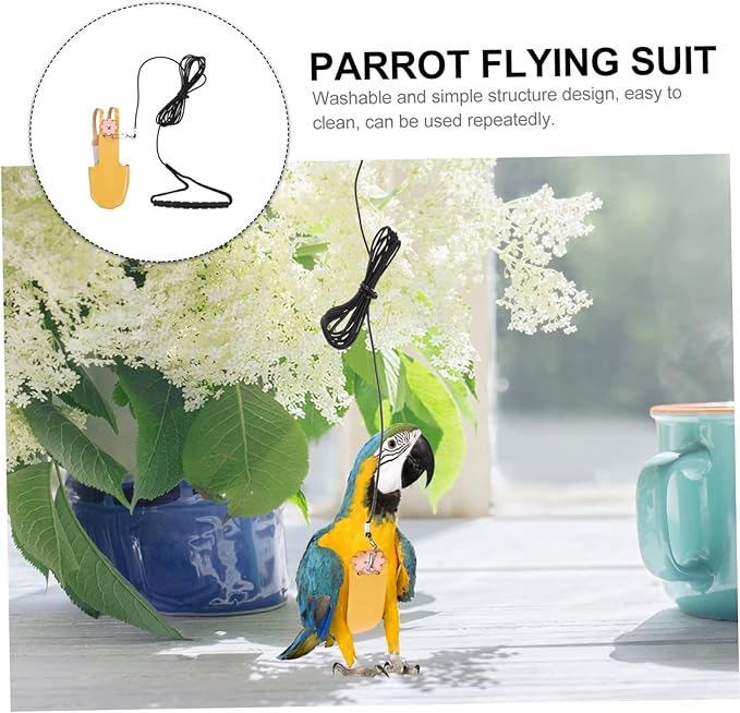 HANABASS Parrot Harness Lightweight Breathable Flying Suit with Adjustable Wear-Resistant Leash for Small Birds Cockatiels Conures