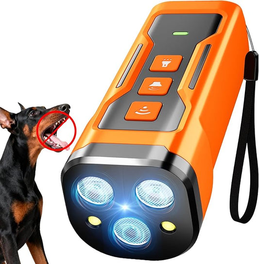Dog Bark Deterrent Devices, 6 Modes 3X Ultrasonic Anti Barking Device for Dogs, 33 FT Range Barks No More Indoors Neighbor Outdoors with Flashlight,Dog Training Device