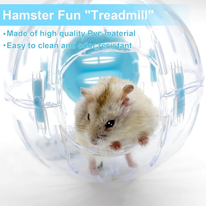 Small Hamster Ball, 5.9 inches Clear Breathable Hamster Exercise Ball for Kill Time Thick Sturdy Hamster Toys for Dwarf Hamsters, Small Gerbil, Small Syrian Hamster, Small Hedgehogs (Blue, M)