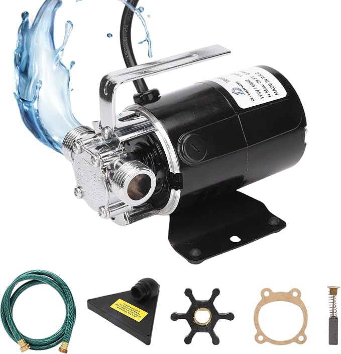 D-Honor Water Transfer Pump 115V 1/10 HP 330 GPH with 6 feet Water Hose Kit | Portable Electric Utility Trash Pump, Transfer Water from Garden, Hot Tube, Ponds, Pool, Rain Barrel, Aquariums