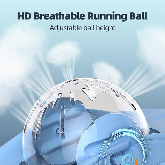 Silent Hamster Exercise Ball, with Ventilated Design - Safe & Durable Fitness Toy for Night Use, Non-Slip Surface & Removable Cover Small Pet Running Wheel for Hamsters, Gerbils, Mice (Blue)
