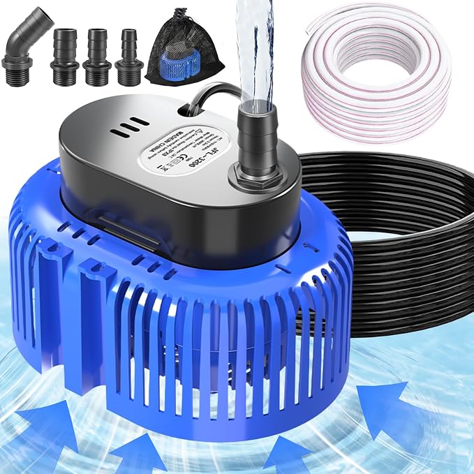 Pool Cover Pump above Ground,Submersible Water Pump for Pool Water Draining | 850 GPH Water Pump,Auto Dry-Burning Protection,Dual Filtration,4 Adapters,25FT Cord,Quiet Motor,Lightweight for Pool,Pond