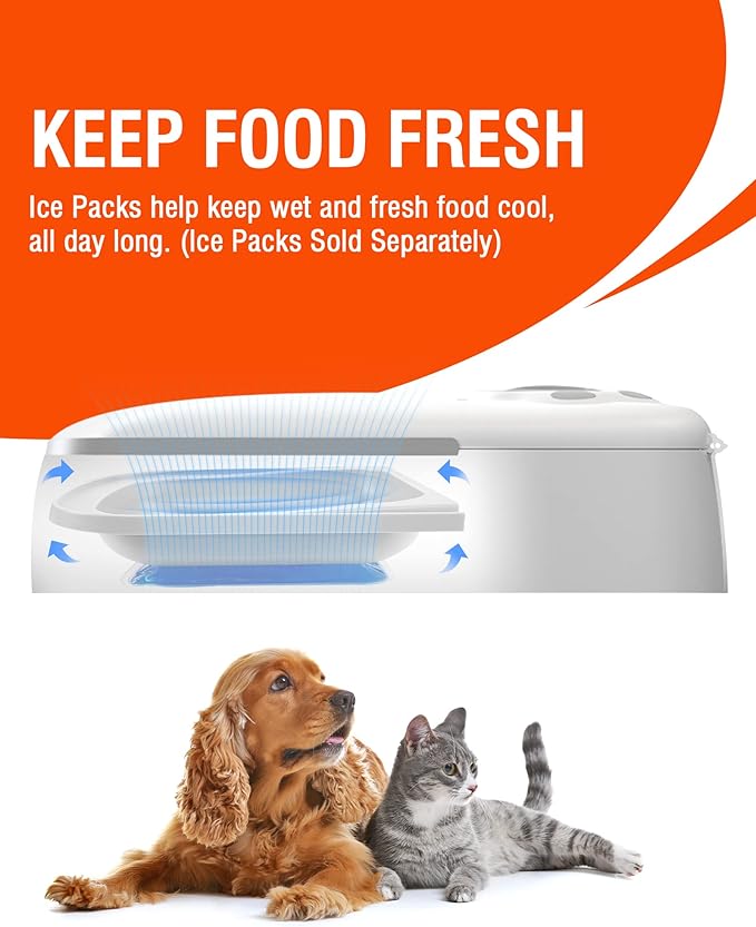 Automatic Wet Food Cat Feeder, 1-48 Hours Smart Timer Pet Feeder with LED Display for 2 Cats, Dry or Semi-Moist Pet Food Dispenser for Kitten and Puppy