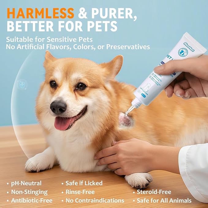 Pet Dog Wound Care Hydro Gel&Dog Hot Spot Gel -Cat Healing Aid for Wounds,Helps with Cuts,Bites,Ulcers & Burns,Relieves Skin Allergies& Itchy Skin,Dog First Aid Kits. Safe if Licked.2 Ounces.
