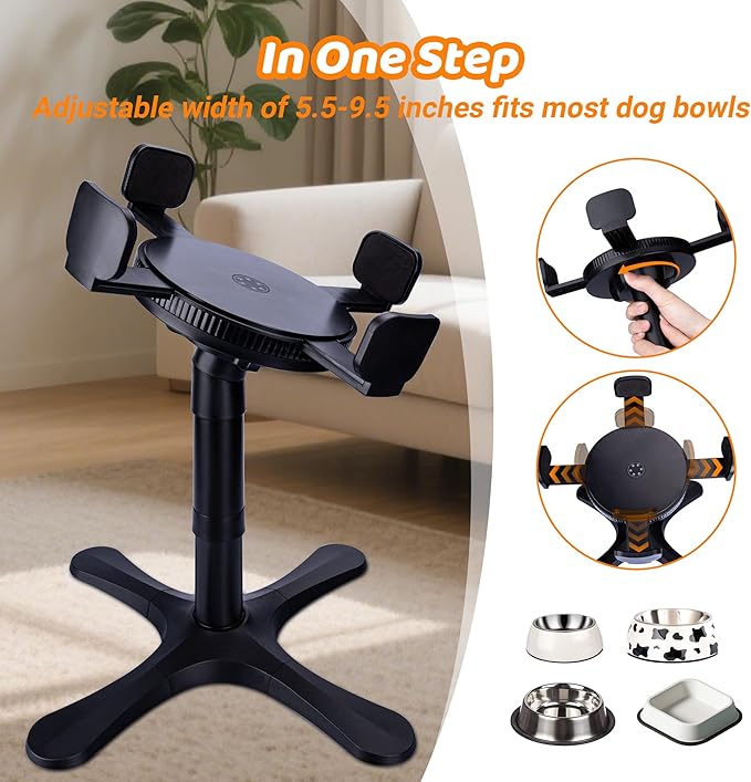Elevated Adjustable Dog Bowl Feeding Stand, 3 Heights and Tiled Ajudst, Compatible with Moost Feeding Bowls, Great for Medium Large Dogs(Dog Food Bowl Stand 2 Pack)
