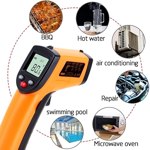 Infrared Temp Gun Thermometer, Non-Contact Digital Laser Infrared Thermometer Temperature Gun, IR Thermometer Heat Temperature Reader Gun (-58°F ~ 752°F)