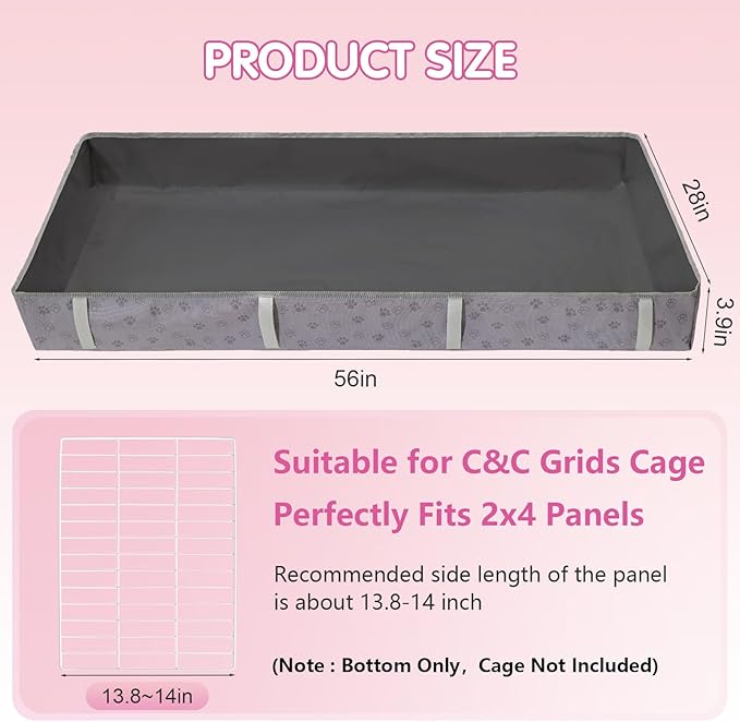 Funfurry Waterproof Guinea Pig Cage Liner,Washable Tarp Bottom Base,Cage Liners for Small Animals,Hamster Chinchilla Hedgehog Ferret Rabbit. (Dark Grey-Paw, 28" X 56")