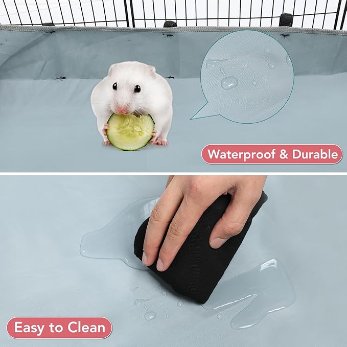 VISCOO 24 Panels Small Animal Playpen,Pet Playpen,C&C Cage for Guinea Pigs,Puppy Play Pen,Baby Chicken Cage,Indoor Outdoor Portable Metal Wire Yard Fence with Waterproof Mat
