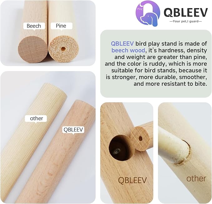 QBLEEV Small Bird Perch,Bird Play Stand,Portable Training Parrot Playstand, Bird Cage Toys for Cockatiels Conures Parakeet Finch Lovebirds