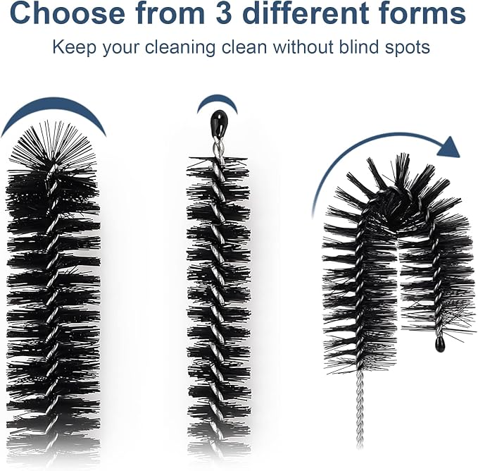 Ixiaoyoo 12 Pcs Straw Cleaner Brushes Set, 8.2 Inch Nylon Cleaning Brush | Black Tube Cleaner Brushes for Tumbler, Sippy Cup, Water Bottles, Hummingbird Feeders, Pipes, Sink Drain & Pet Waterers