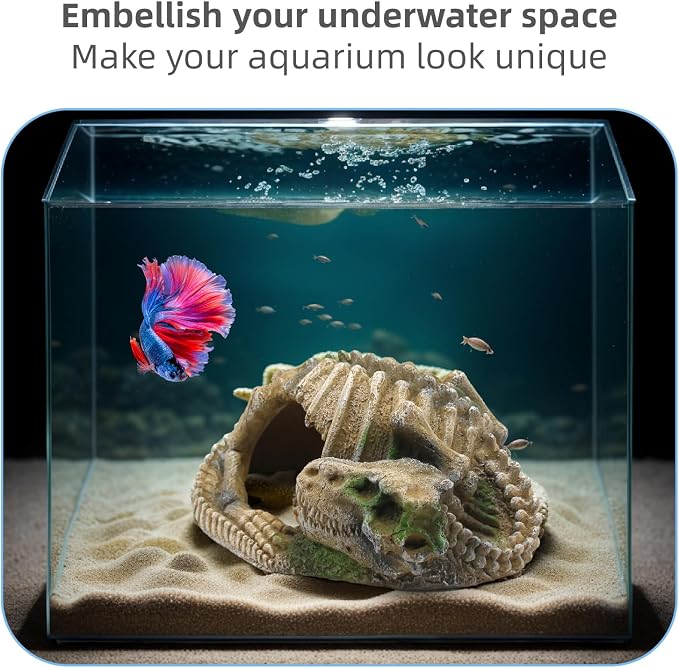 Reptile Hide Skull Animal Skeletons Decorations, Aquarium Hideaway Cave Fish Tank Decorations for Amphibians, Betta Fish, Shrimp, Lizards, Leopard Gecko