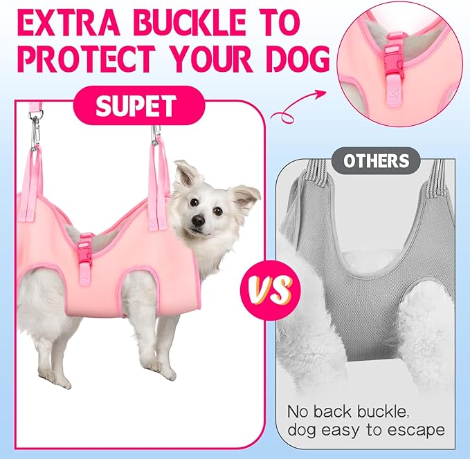 Supet Dog Grooming Hammock for Dog and Cat, Relaxation Pet Grooming Sling Helper, Breathable Pet Grooming Hammock for Nail Trimming, Ear/Eye Car with Nail Clippers/Trimmers/Scissors