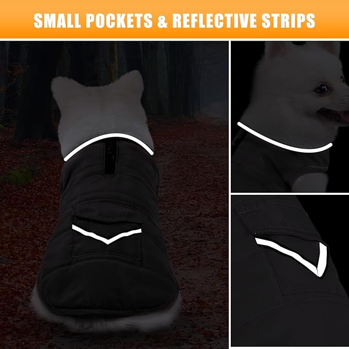 iBuddy Dog Winter Jacket for Medium Dogs, Easy on Dog Fleece Snow Coat Velcro Waterproof Pet Puffer Clothes with Harness Hole Adjustable Reflective Quilted Pet Cold Weather Vest Wind-poof for Boy Male