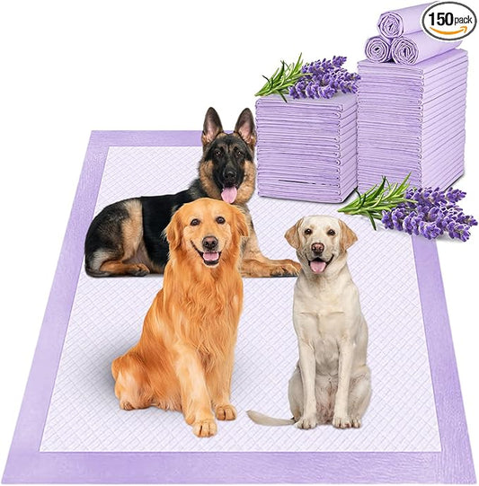 Boscute Lavender Scented Thicken 6 Layers Heavy Absorbent 30"x36" Pet Training Dog Pee Pads, Extra Large Polymer Leak-Proof Quick Dry Puppy Pee Pads, Disposable Pee Pads for Dogs Cats Rabbit 150Counts