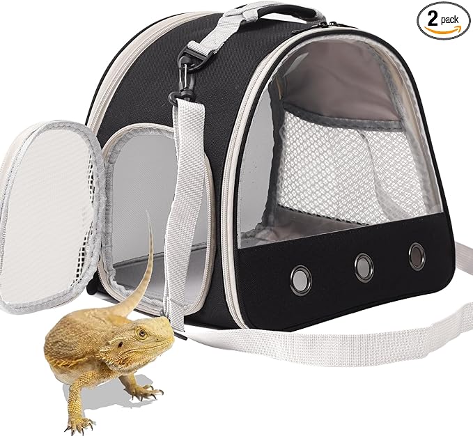Bearded Dragon Travel Carrier,Lizards Carrier, Small Animal Travel Carrier for Sugar Glider Hedgehog Rat Parrot Bird Guinea Pig, Portable Guinea Pig Travel Bag for 2