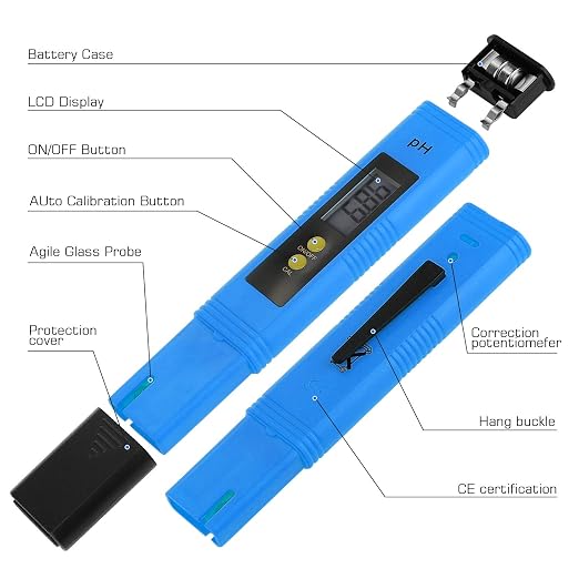 PH Meter for Water Hydroponics Digital PH Tester Pen 0.01 High Accuracy Pocket Size with 0-14 PH Measurement Range for Household Drinking, Pool and Aquarium (1, Blue, Normal)