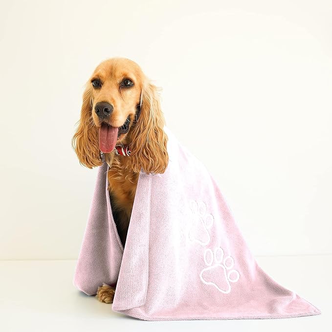 Luzia Unconditional Love | Premium Pet Drying Towel | Ultra Absorbent and Soft Microfiber Towel for Dogs and Cats (Pink) XL