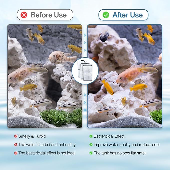 8 Pack PF-S Filter Cartridges Only Compatible with Silenstream PF10 Power Filters, Replacement Aquarium Carbon Cartridge with Zeolite, Size 5.5 in L x 3.1 in