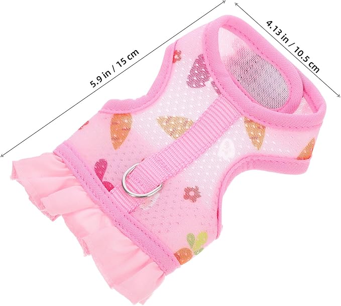 Adjustable Small Pet Harness Leash Set, Breathable Mesh Bunny Vest Harness with Wear-Resistant Leash, Pink S Size for Outdoor Rabbit and Guinea Pig Walking