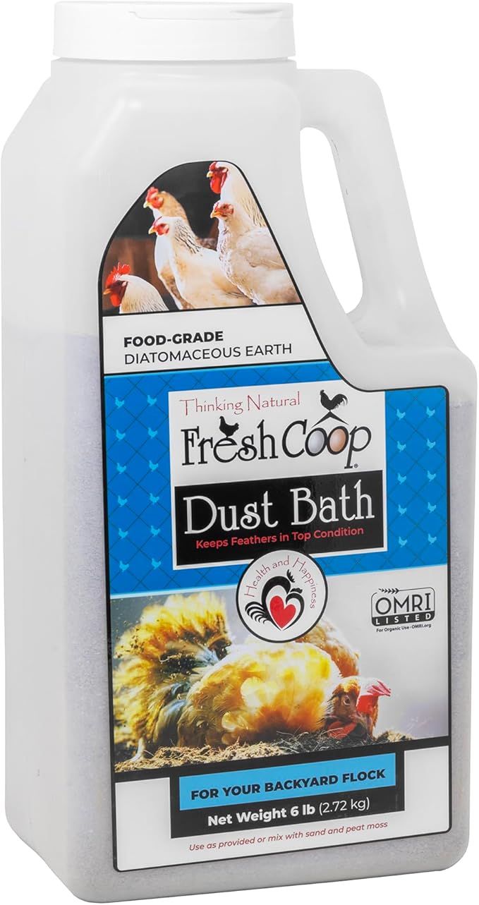 Progressive Planet Fresh Coop Dust Bath, 6lb Jug - Food-Grade Diatomaceous Earth & Calcium Montmorillonite Clay - Supports Healthy Feathers, Reduces Boredom & Encourages Natural Dust Bathing
