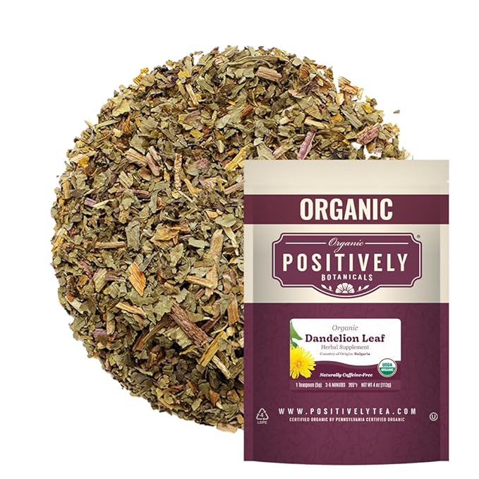 Organic Positively Botanicals Company, Dandelion Leaf, Herbal Loose Leaf Botanical, 4 Ounce