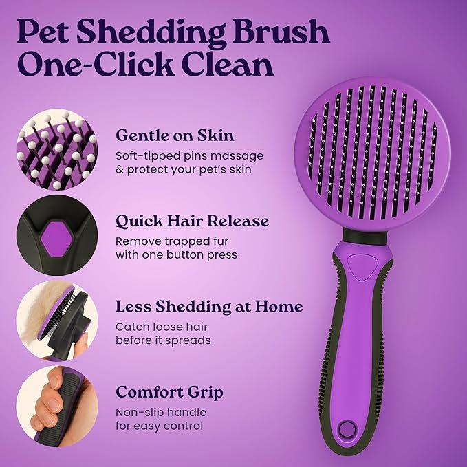 Cat Care Grooming Kit 6 in 1, Include: Nail Clipper, Brush for Shedding, Wand Toy, Interactive Ball Toy, Bath Brush, Ear Cleaner Finger Wipes (30ct.), Cat Grooming Supplies