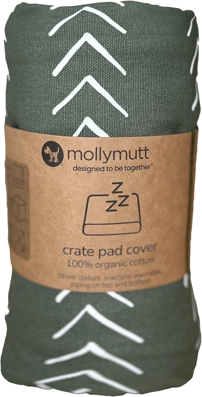 Molly Mutt Dog Crate Pad Cover, 100% Cotton Canvas Cover for Dog or Puppy Crate Bed, Durable, Washable, and Free of Harmful Chemicals, Pre-Shrunk, 48"x30"x2.5", Forever Young