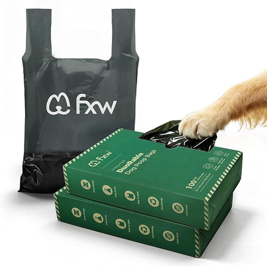 FXW Dog Poop Bags, 2-ply Extra Thick Leak-Proof, Large Size for All Dogs 14" x 9", Unscented, 200 Count