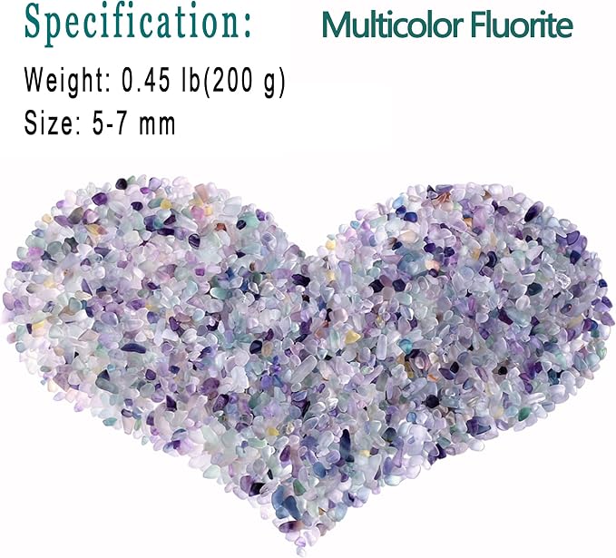 Natural Multicolor Fluorite Crystal Quartz Rocks Chips Vase Filler Rocks for Succulent Plant Small Fish Tank Aquarium Gravel Decorative Pebbles Stones(200 gram)
