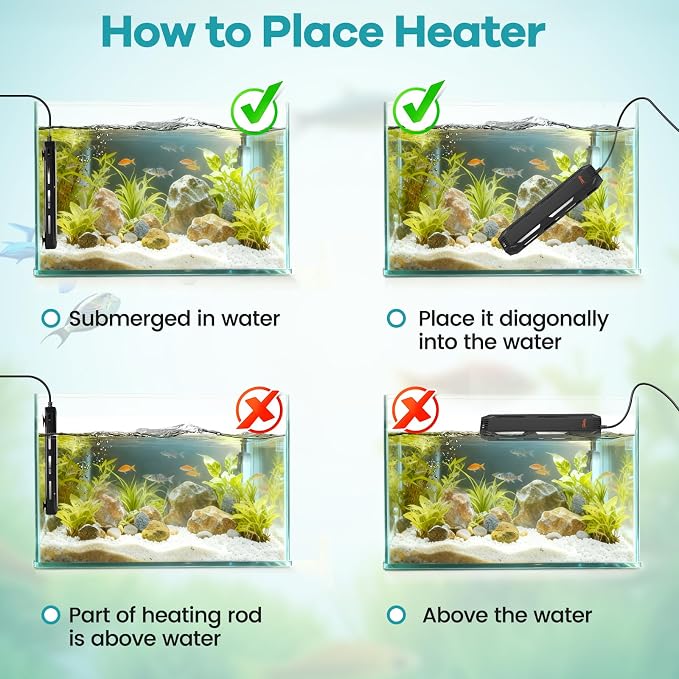 hygger 800W Aquarium Submersible Heater with Controller for 80–200 Gal Tank | Digital Control, Overheat Protection, Dry-run Protection, Alarm Alerts, Freshwater & Saltwater Fish Tanks