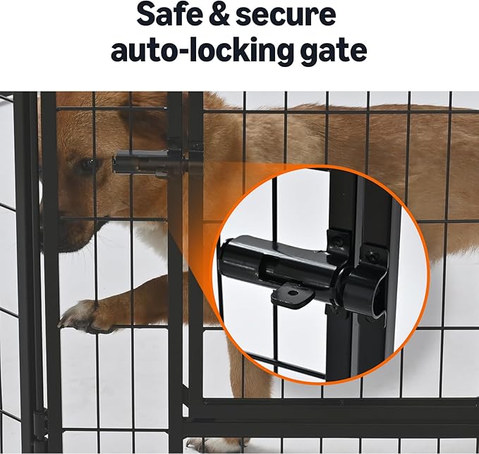 Amazon Basics Dog Playpen, 8 Panels Metal Fence with Door, Foldable for Indoor and Outdoor Use, Suitable for Small to Medium Sized Dogs, 42 Inch Height, Black
