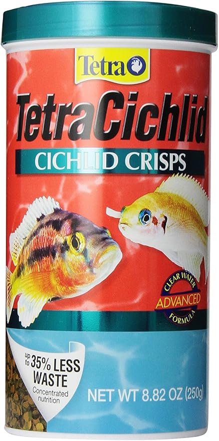 Tetra Cichlid Crisps Fish Food, 8.82 oz | For Top & Mid-Water Cichlids, Protein-Rich Crisps With Algae Extract, Clear Water Formula Does Not Cloud Water, Feed Daily