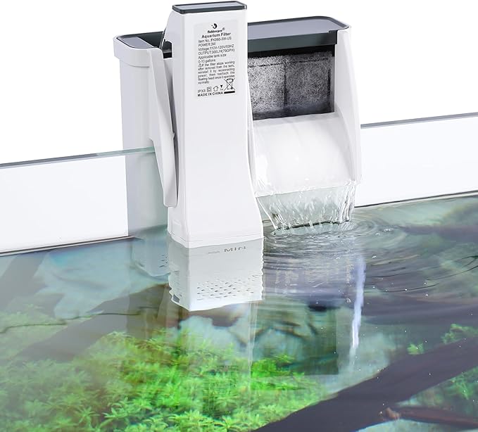 fishkeeper Aquarium HOB Filter 79 GPH for 0-10 Gallon Fish Tank Filters with Auto Start Hang on Back Aquarium Filter Power Waterfall Suspension Oxygen Pump (3W)