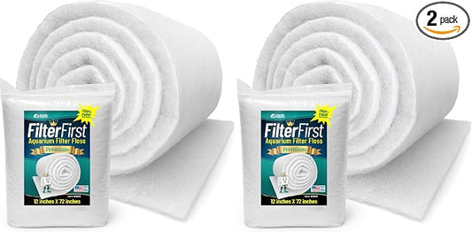 Aquatic Experts Aquarium Filter Floss for Fish Tank Filters - FilterFirst Aquarium Filter Pad - Media Roll for Crystal Clear Water, 3/4" - 1" Thick (12 Inch Wide, 72 Inch Long) (Pack of 2)