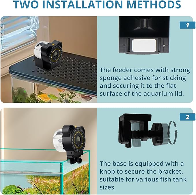 Fish Feeders for Aquariums LCD Display,Automatic Feeder USB,Up to 24 Feedings A Day, with Food Containers 280 ML Capacity, Fish Feeding Ring, Suitable for Vacation Weekend Day