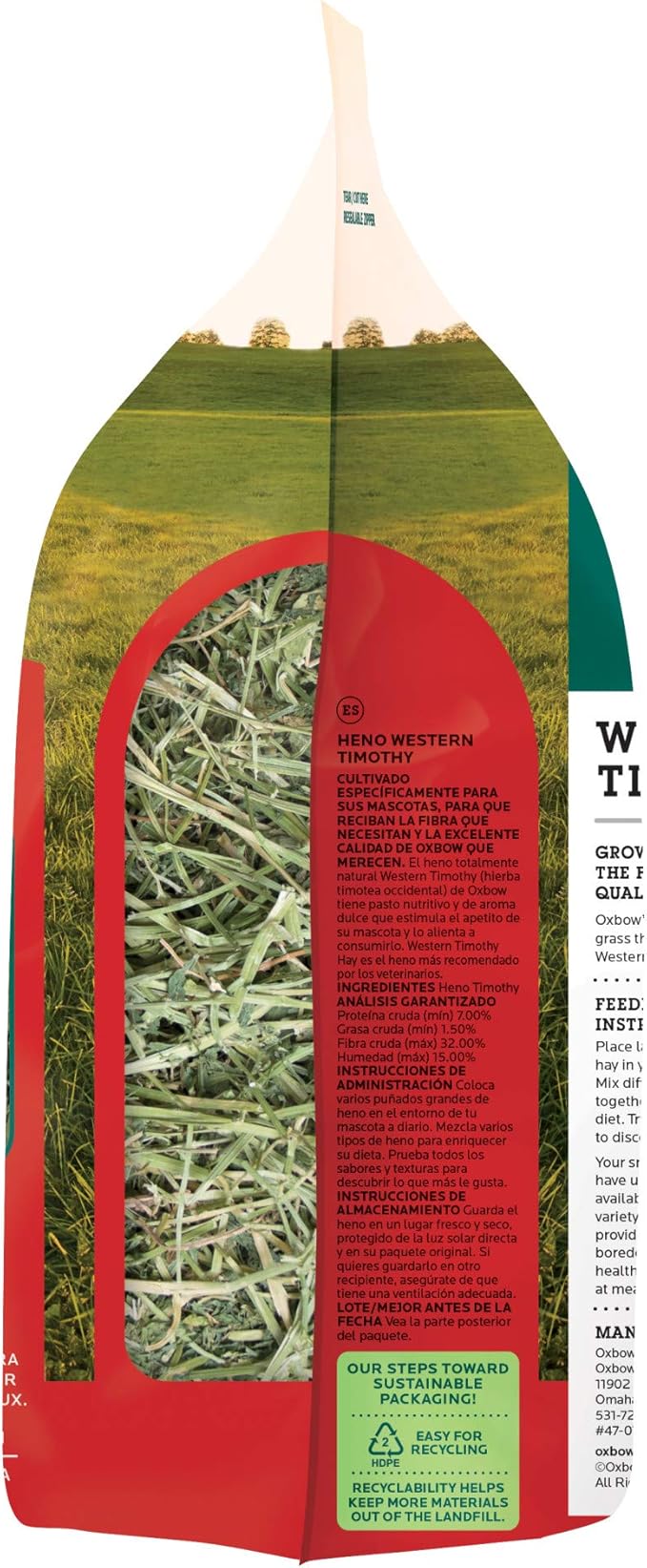 Oxbow Timothy Hay, Rabbit & Guinea Pig Hay, High Fiber for Digestive Health, Grown in the USA, Veterinarian Recommended Small Pet Supplies, for Rabbits, Guinea Pigs, & Chinchillas, 15 oz.