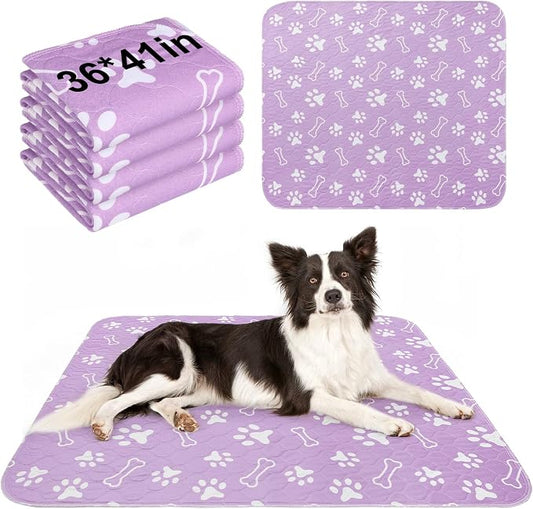 BEAUTYZOO 4 Pack Washable Pee Pads for Dogs, Reusable Puppy Pads for Potty Training, Waterproof Super Absorbent Whelping Pads Mats Non Slip Against Urine for Small Medium Dogs Cats, 36" x 41"